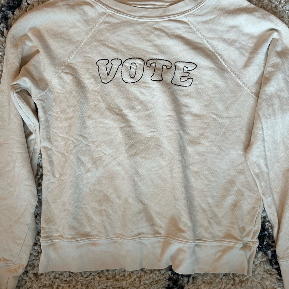 MATE Women's Cream Sweatshirt with 'VOTE' Embroidery